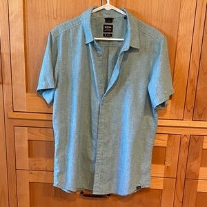 Prana Men's Short Sleeve Button-Down Shirt - Teal Blue